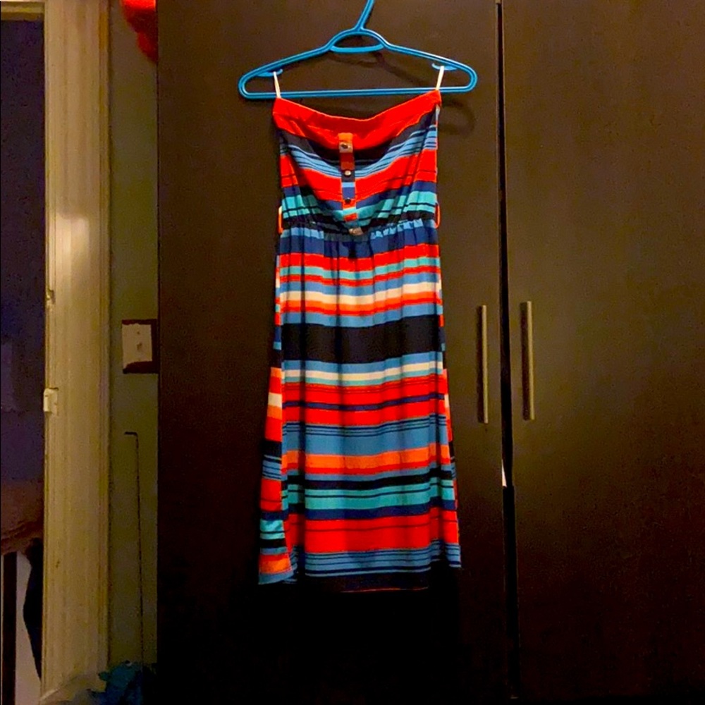 Multicoloured strapless dress